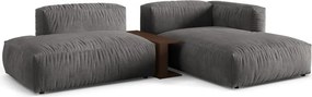 Сив кадифен модулен ъглов диван (десен ъгъл) Martina – Micadoni