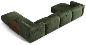 Зелен кадифен модулен ъглов диван (десен ъгъл/U форма) Martina – Micadoni