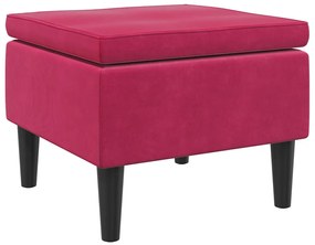 329441 vidaXL Табуретка с дървени крака, виненочервена, кадифе