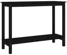 822286 vidaXL Конзолна маса черно 110x40x80 см борово дърво масив