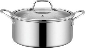 Тенджера с капак Swiss Haus SH-ZGC28, 28x11.5 см, 6.6 л, Sapphire-керамично покритие, Фурна до 260C, Индукция, Сребрист