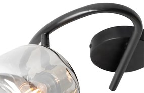 Таванен прожектор черен с опушено стъкло кръгъл 3-светлина - Zuzanna