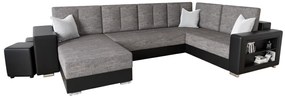 Разтегателен диван в П-образна форма JENER, 326x90x180, kornet 02/sioux черен, десен