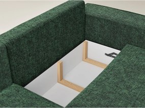 Тъмнозелен шенилов сгъваем/с място за съхранение ъглов диван (ляв ъгъл/L форма) Tonga – Maison de Rêve