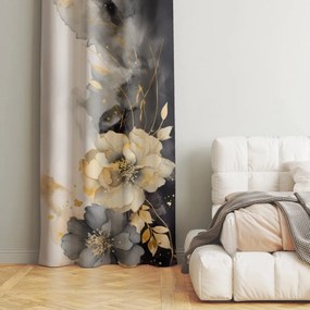 Елегантна завеса с флорален десен в сиви нюанси
