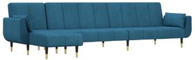 3157205 vidaXL Г-образно разтегателно канапе синьо 275x140x70 см кадифе