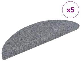 149680 vidaXL Самозалепващи стелки за стъпала, 5 бр, светлосиви, 56x17x3 см
