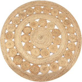 Sonata Плетен килим с дизайн, от юта, 150 см, кръгъл