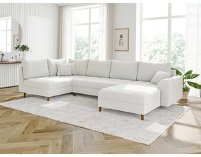 Кремав ъглов диван от плат букле (десен ъгъл/"U" форма) Ariella – Ropez