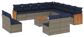 3260577 vidaXL Градински комплект диван с възглавници 14 части сив полиратан