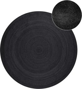Черен двустранен/ръчно изработен ютен кръгъл килим ø 140 cm Braided – Hanse Home