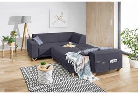 Антрацитен разтегателен/с място за съхранение ъглов диван (ляв ъгъл/L форма) Classy Sophie – Miuform