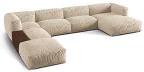 Бежов кадифен модулен ъглов диван (ляв ъгъл/U форма) Martina – Micadoni