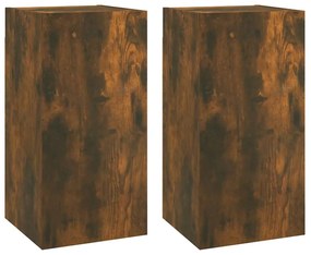 815742 vidaXL ТB шкафове, 2 бр, опушен дъб, 30,5x30x60 см, инженерно дърво