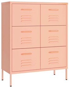 336148 vidaXL Шкаф с чекмеджета, розов, 80х35х101,5 см, стомана