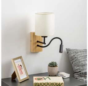 Brilagi -LED Гъвкав аплик NUBILA WOOD 1xE27/25W/230V + LED/3W дъб/черен/кремав