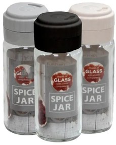 Стъклена солница без декор 244мл HIBRIT (ЧЕРЕН,БЯЛ или СИВ капак) M-131031 - Horecano