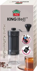 Ръчна кафемелачка Kinghoff KH 2002, 30 г, Керамичен механизъм, Безстепенно регулиране на фиността на смилане, Черен