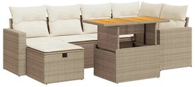 3328003 vidaXL Градински диван с възглавници, 8 части, бежов полиратан, акация