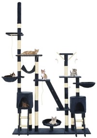 170621 vidaXL Котешко дърво със сизалени стълбове, 230-250 см, синьо