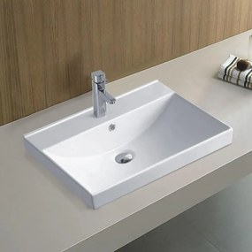 Мивка за баня МАЙЛО 5953W 76CM, Inter Ceramic, монтаж върху мебел, порцелан, бял гланц, 76х47х19см