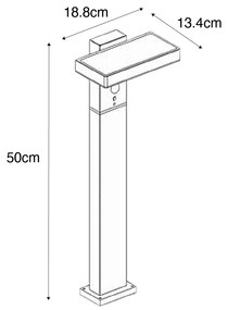 Външен стол тъмно сив 50 см с LED и солар - Sunnie