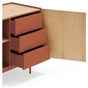 Нисък скрин в цвят тухла и естествен дъб 130x78 cm Otto - Teulat