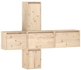 3100204 vidaXL ТВ шкафове, 5 бр, бор масив