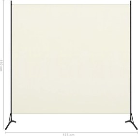 Параван за стая, 1 панел, кремавобял, 175x180 см