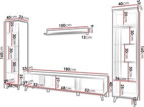 Секция за хол Helsinki II-Бежово-Черен