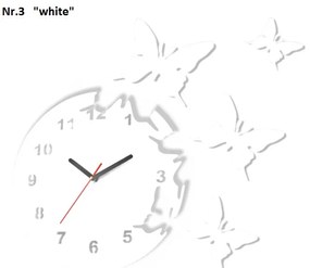 Самозалепващ се стенен часовник с мотив на пеперуда Бял