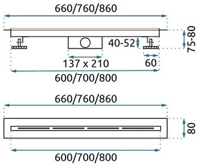 Линеен сифон Rea FILO Nickel Brush 60