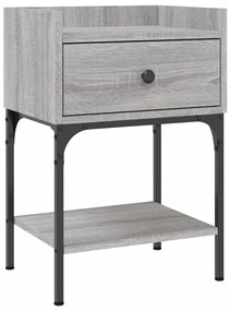 825899 vidaXL Нощна масичка, cив сонома, 40,5x31x60 см, инженерно дърво