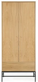 Гардероб от дъб в естествен цвят 80x190 cm Flora - Woodman