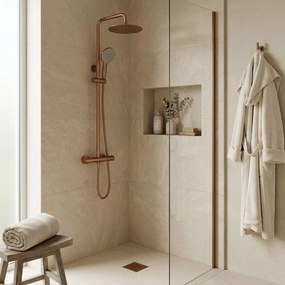 Душ комплект без чучур с термостат Rea Lungo Copper Brush