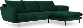 Тъмнозелен ъглов диван от кадифе (десен ъгъл) Vienna - Cosmopolitan Design