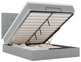 3314010 vidaXL Османска легло с матрак и LED, светлосиво, 140x200 см, плат