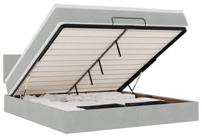 3312560 vidaXL Османска легло с матрак и LED, светлосиво, 160x200 см, кадифе