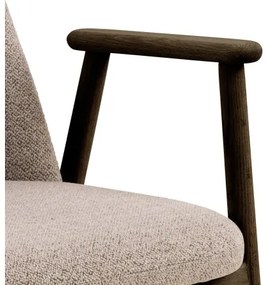 РОДЭРИЦ Ляттэ Бэигэ (тъкан Монза 60)/рамка от лакиран опушен дъб (цвят орех) - ДЪРВЕН СТОЛ БУКЛЕ РЕТРО