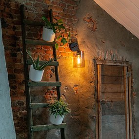 Дизайнерски стенен аплик черен с опушено стъкло - Dome