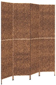 355195 vidaXL Разделител за стая, 4 панела, кафяв, 163x180 см, воден хиацинт