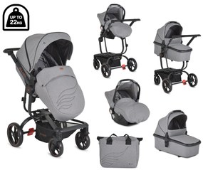 Cangaroo  -  Комбинирана детска количка Ellada 3в1 сив