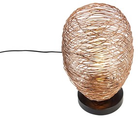 Дизайнерска настолна лампа мед с черно 30 см - Sarella