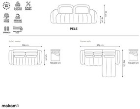 Теракотен разтегателен ъглов диван с място за съхранение от букле (десен ъгъл) Pele – Makamii
