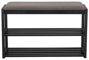 Черна стойка за обувки от масивен дъб за сядане Confetti – Rowico