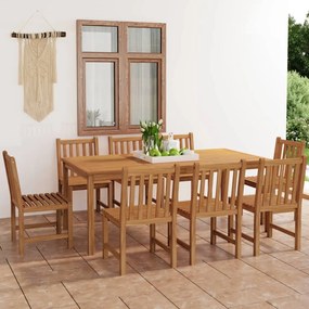 3059946 vidaXL Градински комплект за хранене, 9 части, 200x100 см, масивно тиково дърво