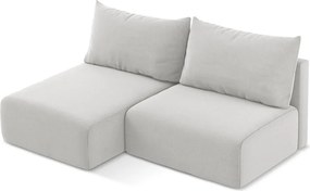 Светлосив кадифен сгъваем/с място за съхранение ъглов диван (ляв ъгъл) Kalena – Makamii