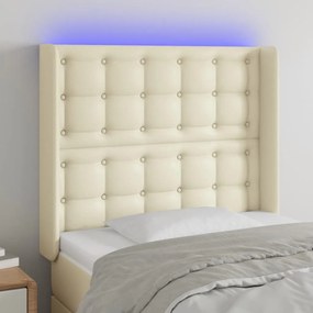 3124128 vidaXL LED горна табла за легло, кремава, 93x16x118/128 см