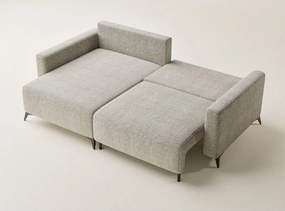 Бежов шенилов сгъваем/с място за съхранение ъглов диван (ляв ъгъл) Leon – Maison de Rêve