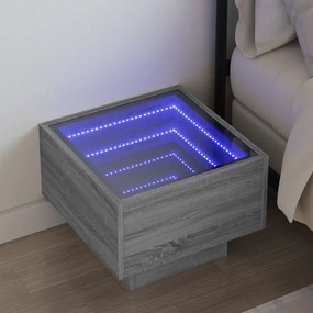Sonata H Нощна масичка с Infinity LED, сив сонома, 40x40x30 см